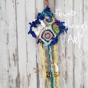 Textile Art Hanging Mixed Media Freeform Crochet